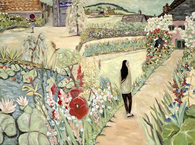 Nita in Giverny, 2017 (acryl op doek) door Deborah Eve Alastra