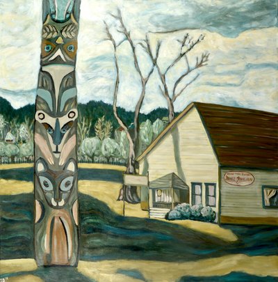 Totem van eiken, 2019 (acryl op doek) door Deborah Eve Alastra
