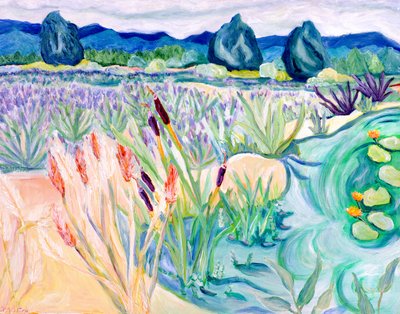 Sauvie Landschap, 2015 (acrylverf op doek) door Deborah Eve Alastra