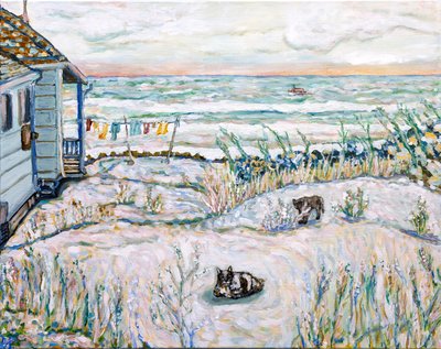 De wilde kust, 2024 (acryl op doek) door Deborah Eve Alastra