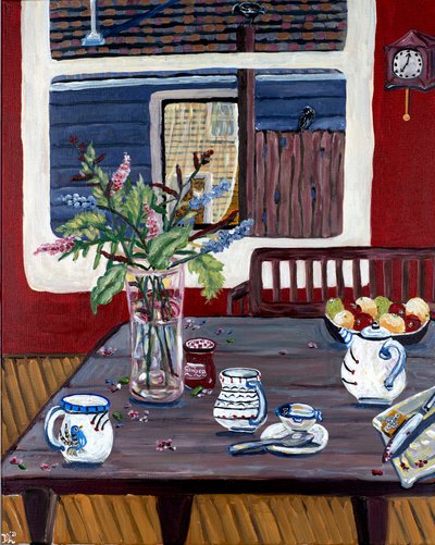 Winterthee, 2022 (acryl op doek) door Deborah Eve Alastra