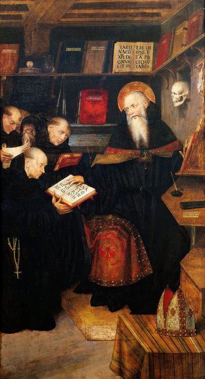 St. Augustinus onderwijst kluizenaars door Defendente Ferrari