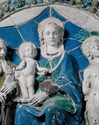 Maagd en kind met heiligen door Della Robbia (workshop of)