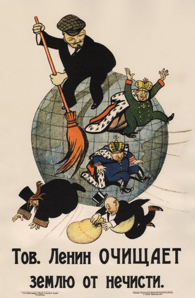 Kameraad Lenin reinigt het land van afval Poster, 1920 door Deni