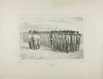 Hongaarse infanterie, Presbourg, 2 juli 1837 door Denis Auguste Marie Raffet