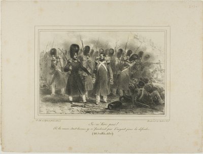 Ik schiet niet! Als de zaak goed was, zou er geen geld zijn om hem te verdedigen. 28 juli 1830 door Denis Auguste Marie Raffet