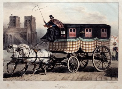 Parijse transport: omnibus bekend als "de Schot" (lithografie door Denis Auguste Raffet, 19e eeuw) door Denis Auguste Marie Raffet