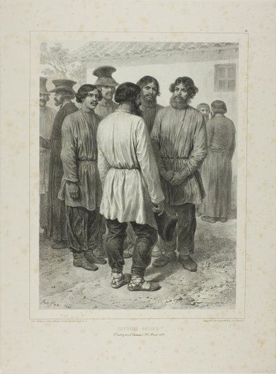 Russische boeren door Denis Auguste Marie Raffet