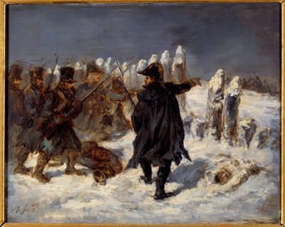 Russische terugtocht episode. Napoleontische oorlog (1812). Maarschalk Michel Ney (1769 - 1815) heeft de Redoute van Kovno (1812). Schilderij door Denis Auguste Raffet (1804-1860) door Denis Auguste Marie Raffet