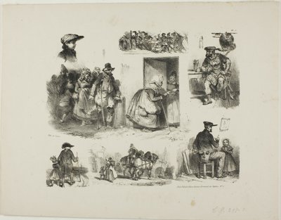 Schetsblad door Denis Auguste Marie Raffet