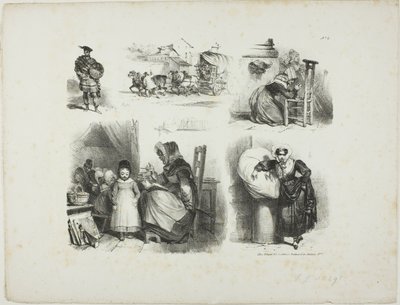 Schetsblad door Denis Auguste Marie Raffet