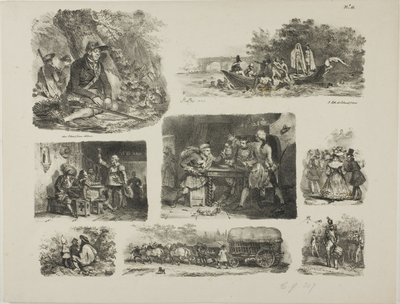 Schetsblad door Denis Auguste Marie Raffet