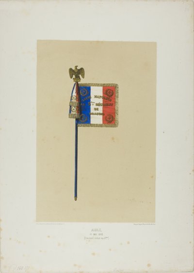 Standaard: Lodewijk Napoleon aan het 5e regiment dragonders door Denis Auguste Marie Raffet