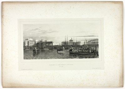 Het Franse leger landt in Civita-Vecchia, 25 april 1849, uit Souvenirs d’Italie: Expédition de Rome door Denis Auguste Marie Raffet