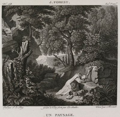 Denis-Sébastien Leroy, De Saulx et Bovinet - Een landschap, naar Jean-Baptiste Forest - 1802-1815 door Denis Sebastien Leroy