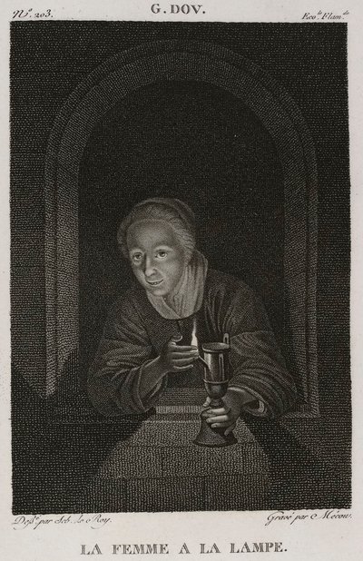 Denis-Sébastien Leroy et Mécou - Vrouw met lamp, naar Gerrit Dou - 1802-1815 door Denis Sebastien Leroy