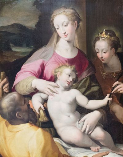 Het mystieke huwelijk van Sint Catharina door Denys Calvaert or Calvart