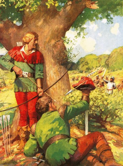Robin en Little John verwarren de Noormannen door Derek Charles Eyles