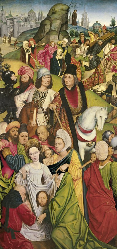 Sint Veronica en een Groep Ridders door Derick Baegert