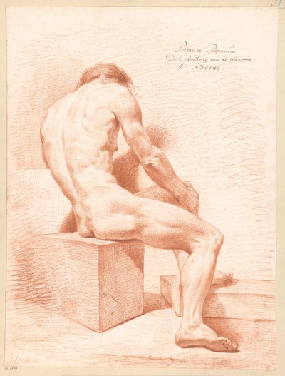 Zittend mannelijk naakt, op de rug gezien (1e prijs 1790) door Derk Anthony van de Wart