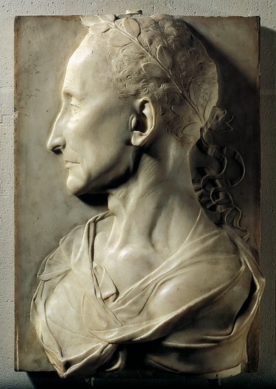 Profiel van een Laure-man ooit bekend als Julius Caesar. Marmeren sculptuur toegeschreven aan Desiderio Settignano (1428-1464). 15e eeuw. Louvre Museum, Parijs door Desiderio da Settignano