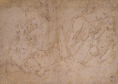 Twee studies van de Maagd en Kind door Desiderio da Settignano