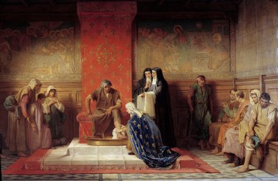 Sint Elisabeth van Frankrijk wast de voeten van de armen door Desire Francois Laugee