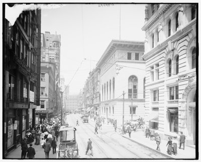 Hoek van Fifth Avenue en Wood Street, Pittsburgh, Pa. door Detroit Publishing Co.