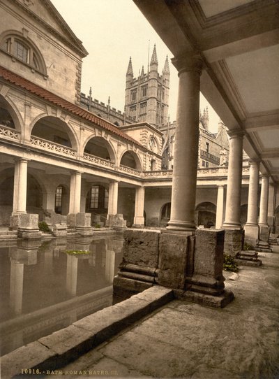 Romeinse baden en abdij, Bath, ca. 1890-1900 (fotochromdruk) door Detroit Publishing Co.