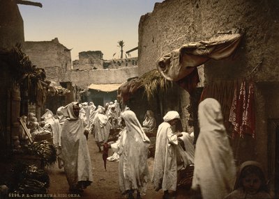 Algerijnse straat in Sidi Okba, ca. 1899 (fotochrom) door Detroit Publishing Co.