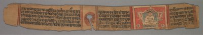 Blad uit een Jain-manuscript: Kalpa-sutra: Tekst verso door Devachandra