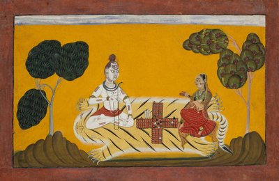 Shiva en Parvati Spelen Chaupar: Folio uit een Rasamanjari Serie door Devidasa of Nurpur
