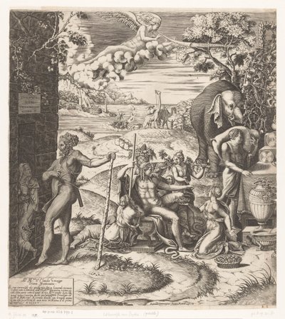Voorbereidingen voor het huwelijksfeest van Amor en Psyche (linkerdeel) door Diana Mantuana