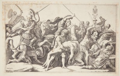 Menelaos met het lichaam van Patroklos door Diana Scultori