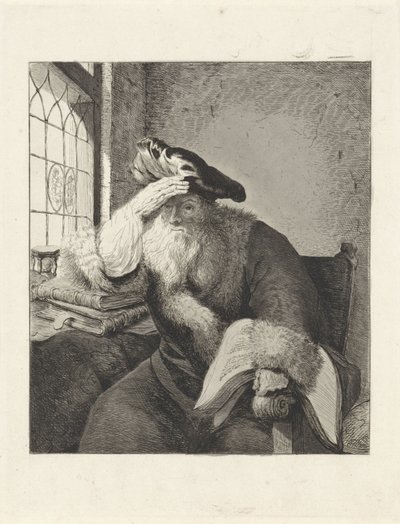 Grijsaard aan het venster door Diederik Jan Singendonck