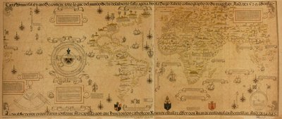 Universele kaart waarin alles wat van de wereld tot nu toe is ontdekt, is opgenomen door Diego Ribero