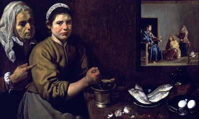 Christus in het huis van Martha door Diego Rodriguez de Silva y Velazquez