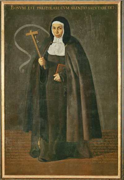 De eerbiedwaardige moeder Jeronima de la Fuente, non in het klooster Santa Isabel de los reyes ... (schilderij op doek) door Diego Rodriguez de Silva y Velazquez