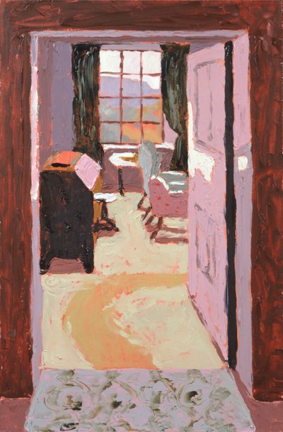 Strathraich zitkamer (olieverf op board) door Dione Verulam