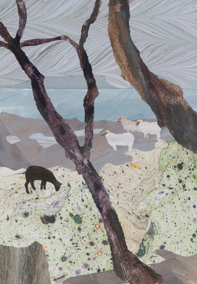 Natte dag aan zee (collage) door Dione Verulam