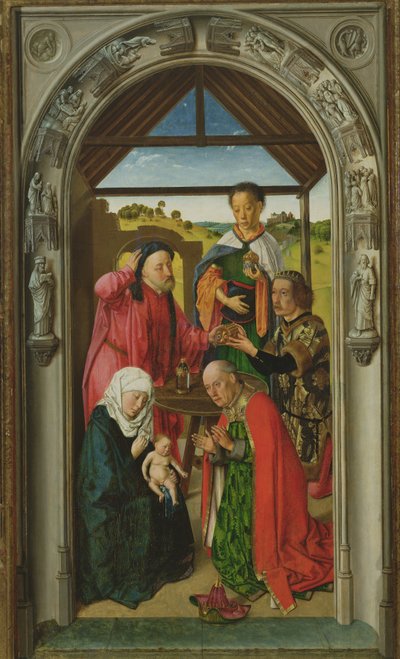 De Aanbidding der Wijzen, ca. 1445 (detail) door Dirck Bouts