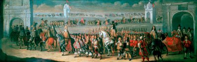 Charles II trekt van de Tower of London naar Westminster, 22 april 1661 door Dirck Stoop