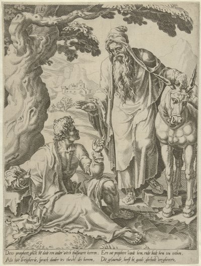 Uitnodiging van de profeet aan de godsman door Dirck Volckertsz. Coornhert (attributed to)