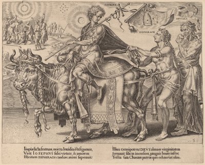 De triomf van Jozef door Dirck Volckertz Coornhert after Maerten van Heemskerck