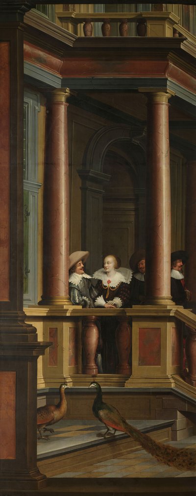Een zeven-delige decoratieve reeks: De buitentrap door Dirck van Delen