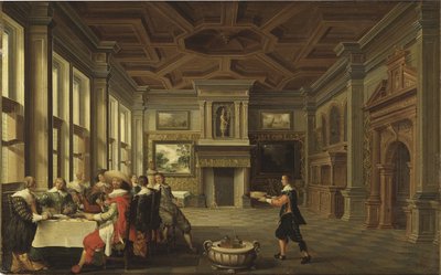 Distinguished Dinner Company in an Interior door Dirck van Delen