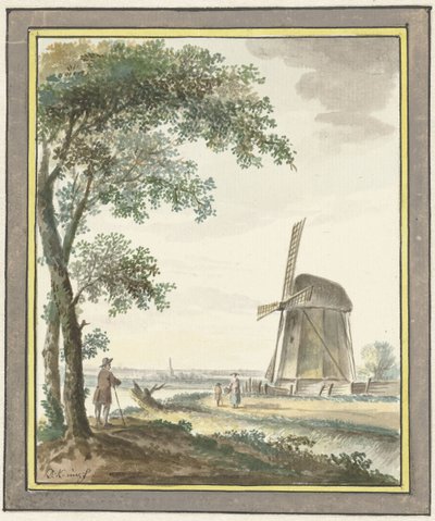 Landschap met molen door Dirk Kuipers