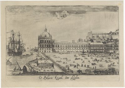 Gezicht op het koninklijk paleis te Lissabon door Dirk Stoop