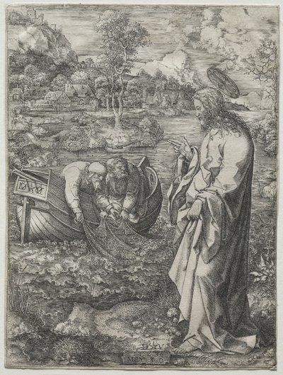 Jezus roept Sint Petrus en Sint Andreas, 1523 door Dirk Vellert