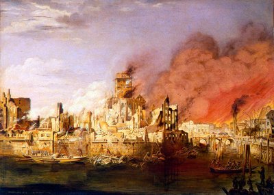 De grote brand van Hamburg op 5 mei 1842 door Ditlev Martens
